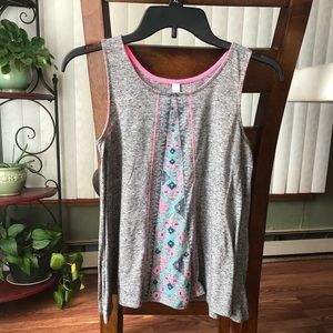 Xhileration Girls Grey & Pink Tank Top